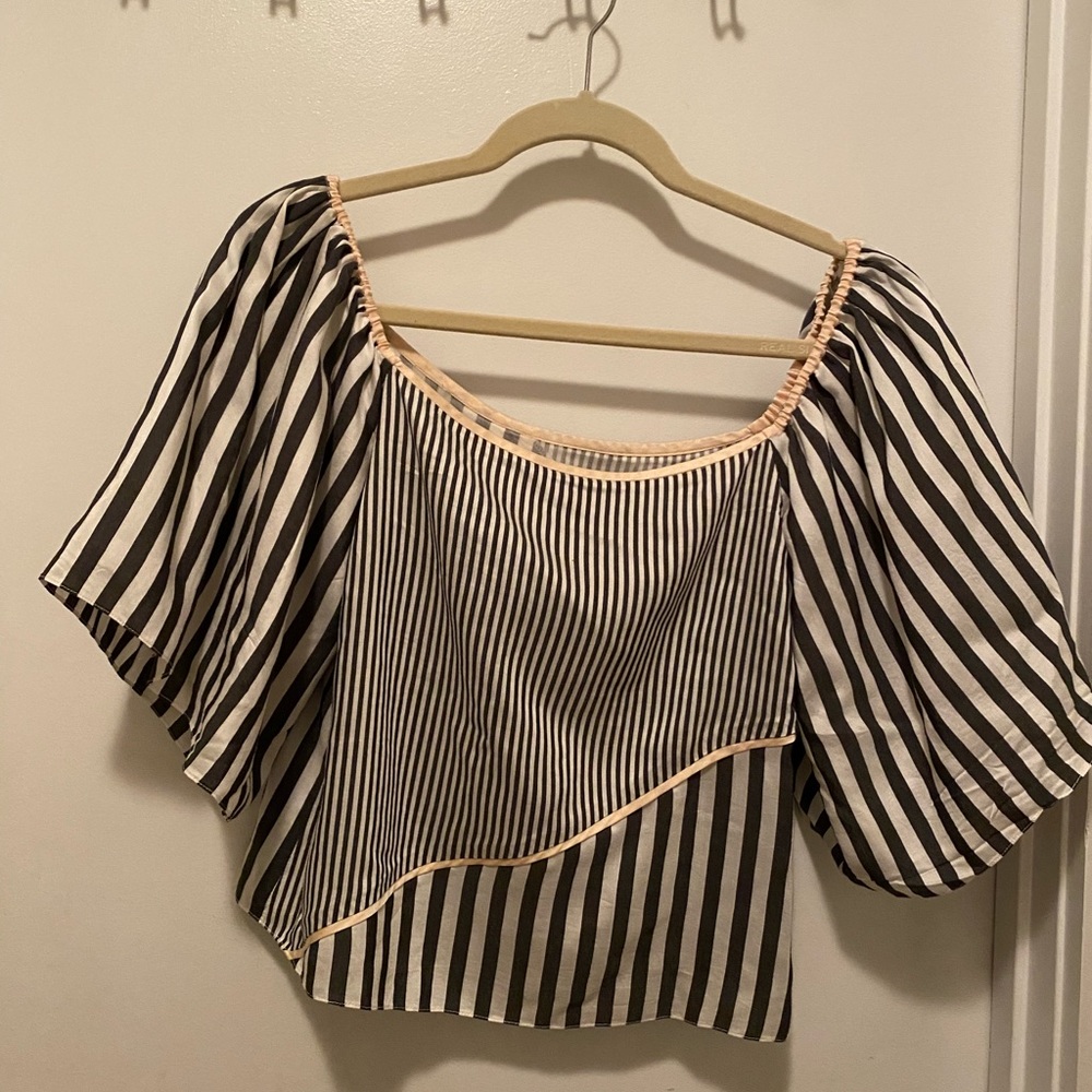 La Ligne Striped Off-the-Shoulder Blouse